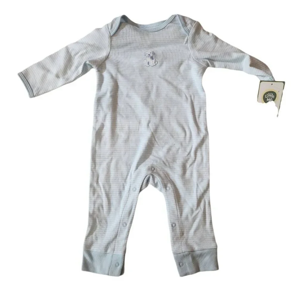 Little‎ Me Blue Striped Puppy One Piece Size 6M